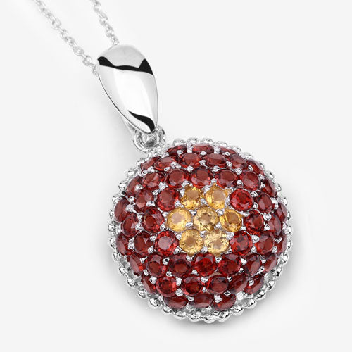 4.57 Carat Genuine Citrine and Garnet .925 Sterling Silver Pendant Bids.com