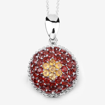 4.57 Carat Genuine Citrine and Garnet .925 Sterling Silver Pendant Bids.com