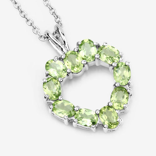 1.70 Carat Genuine Peridot .925 Sterling Silver Pendant Bids.com