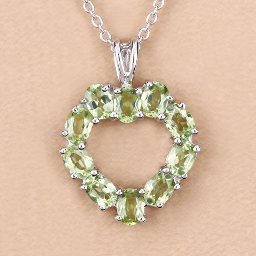 1.70 Carat Genuine Peridot .925 Sterling Silver Pendant Bids.com