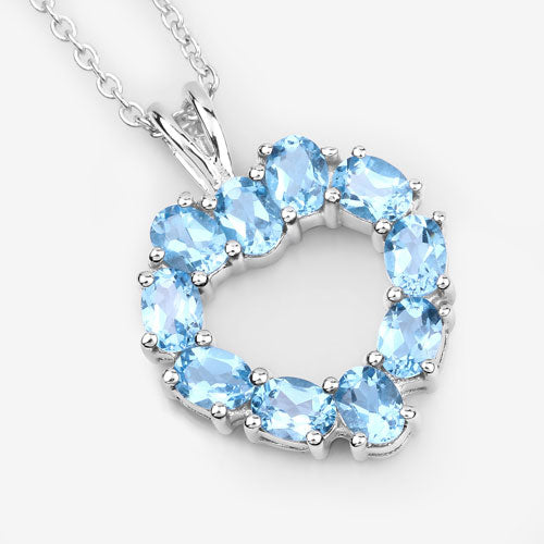 1.90 Carat Genuine Swiss Blue Topaz .925 Sterling Silver Pendant Bids.com