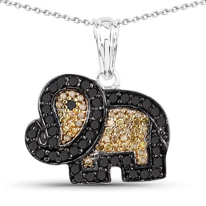 0.89 Carat Genuine Black Diamond and Yellow Diamond .925 Sterling Silver Pendant Bids.com
