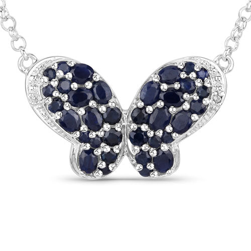 3.83 Carat Genuine Blue Sapphire and White Zircon .925 Sterling Silver Pendant Bids.com