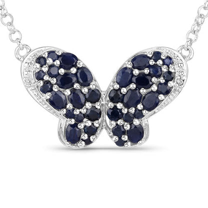 3.83 Carat Genuine Blue Sapphire and White Zircon .925 Sterling Silver Pendant Bids.com