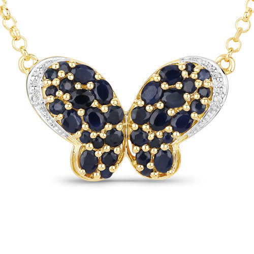 3.83 Carat Genuine Blue Sapphire and White Zircon .925 Sterling Silver Pendant Bids.com