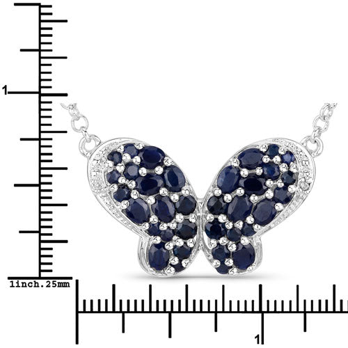 3.83 Carat Genuine Blue Sapphire and White Zircon .925 Sterling Silver Pendant Bids.com