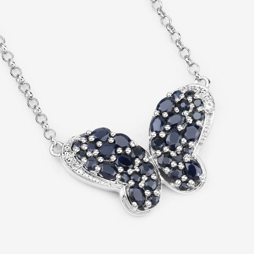 3.83 Carat Genuine Blue Sapphire and White Zircon .925 Sterling Silver Pendant Bids.com