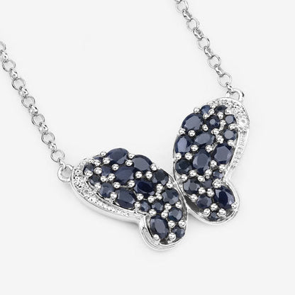 3.83 Carat Genuine Blue Sapphire and White Zircon .925 Sterling Silver Pendant Bids.com