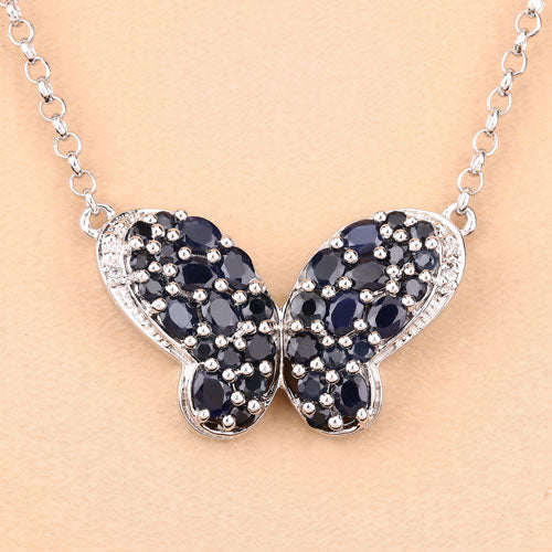 3.83 Carat Genuine Blue Sapphire and White Zircon .925 Sterling Silver Pendant Bids.com
