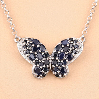 3.83 Carat Genuine Blue Sapphire and White Zircon .925 Sterling Silver Pendant Bids.com
