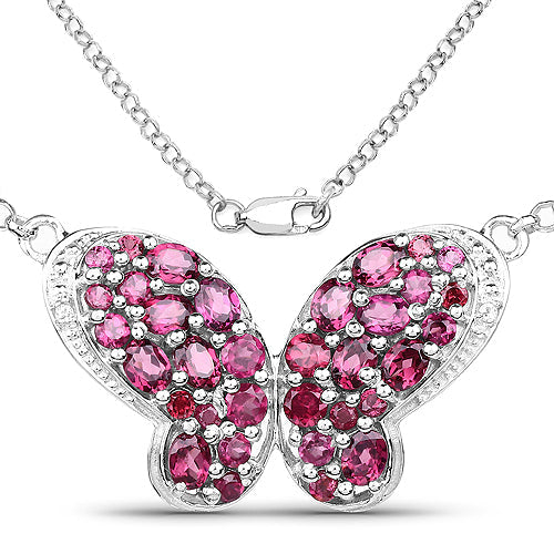 4.15 Carat Genuine Rhodolite and White Topaz .925 Sterling Silver Pendant Bids.com