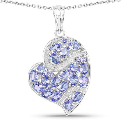 3.40 Carat Genuine Tanzanite and White Topaz .925 Sterling Silver Pendant Bids.com