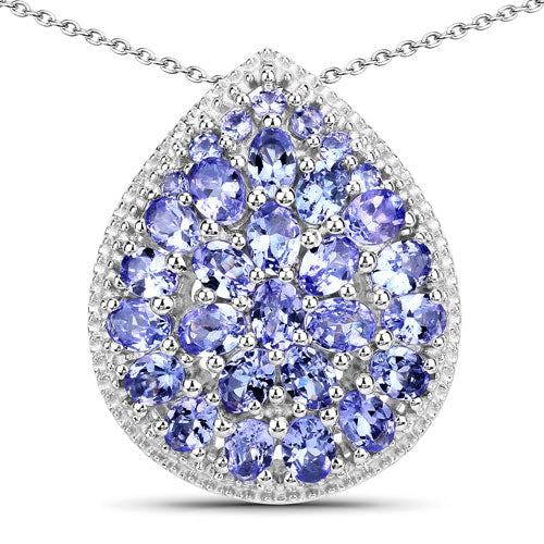 4.16 Carat Genuine Tanzanite .925 Sterling Silver Pendant Bids.com