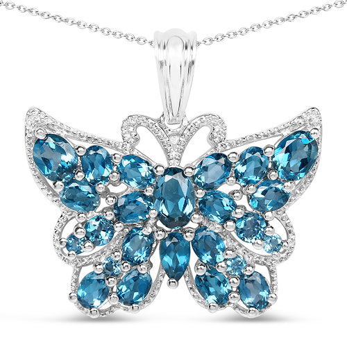 4.81 Carat Genuine London Blue Topaz .925 Sterling Silver Pendant Bids.com