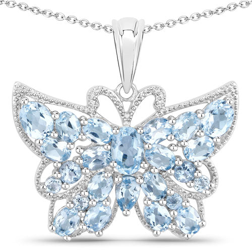4.84 Carat Genuine Swiss Blue Topaz .925 Sterling Silver Pendant Bids.com