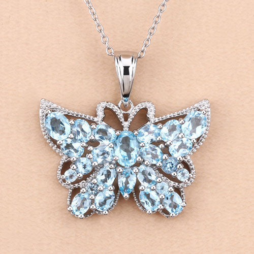 4.84 Carat Genuine Swiss Blue Topaz .925 Sterling Silver Pendant Bids.com