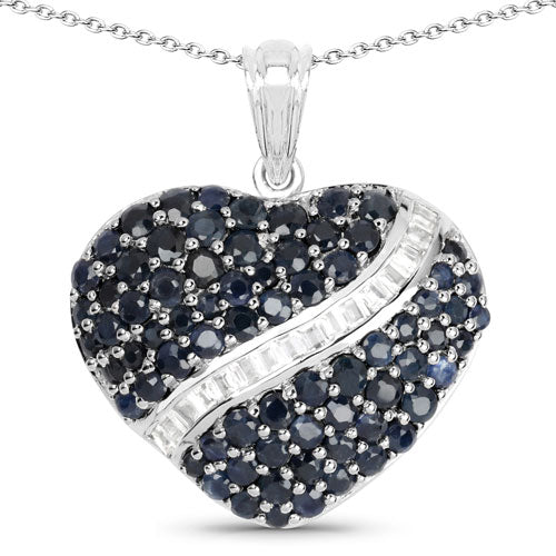4.60 Carat Genuine Blue Sapphire and White Topaz .925 Sterling Silver Pendant Bids.com