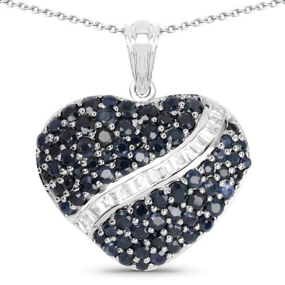4.60 Carat Genuine Blue Sapphire and White Topaz .925 Sterling Silver Pendant Bids.com