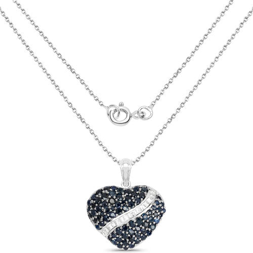 4.60 Carat Genuine Blue Sapphire and White Topaz .925 Sterling Silver Pendant Bids.com