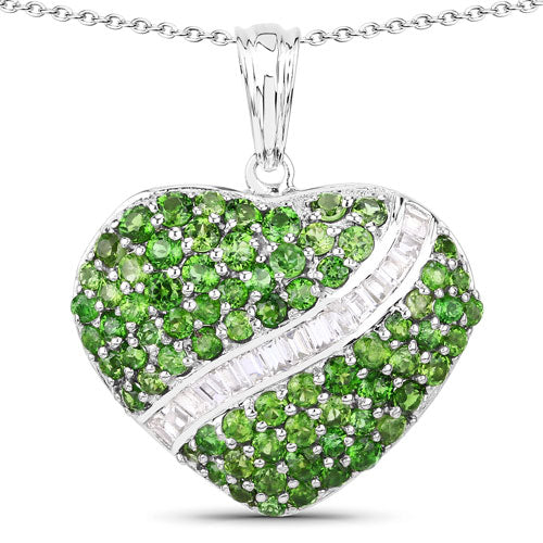 4.51 Carat Genuine Chrome Diopside and White Topaz .925 Sterling Silver Pendant Bids.com