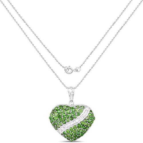 4.51 Carat Genuine Chrome Diopside and White Topaz .925 Sterling Silver Pendant Bids.com