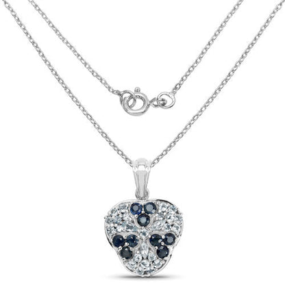 2.73 Carat Genuine Blue Sapphire and Aquamarine .925 Sterling Silver Pendant Bids.com