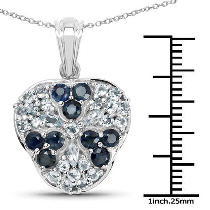 2.73 Carat Genuine Blue Sapphire and Aquamarine .925 Sterling Silver Pendant Bids.com