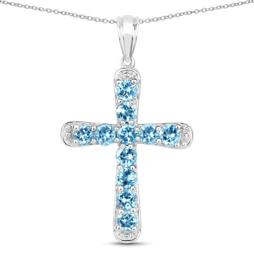 3.85 Carat Genuine Blue Topaz .925 Sterling Silver Pendant Bids.com