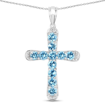 3.85 Carat Genuine Blue Topaz .925 Sterling Silver Pendant Bids.com