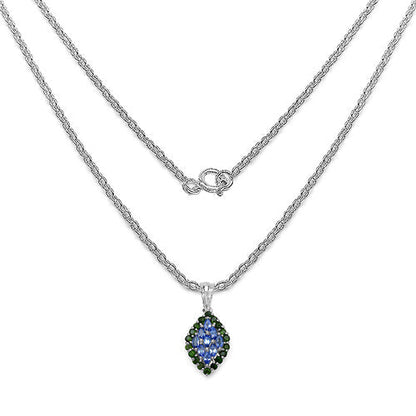1.40 Carat Genuine Tanzanite and Chrome Diopside .925 Sterling Silver Pendant Bids.com