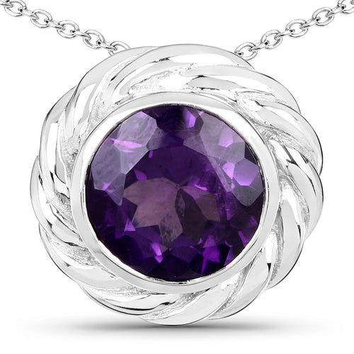 3.30 Carat Genuine Amethyst .925 Sterling Silver Pendant Bids.com