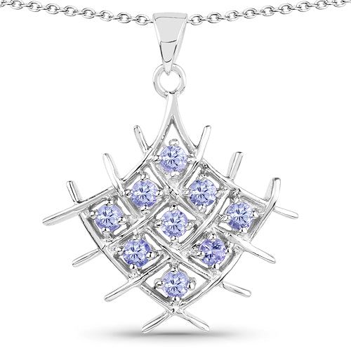 0.90 Carat Genuine Tanzanite .925 Sterling Silver Pendant Bids.com