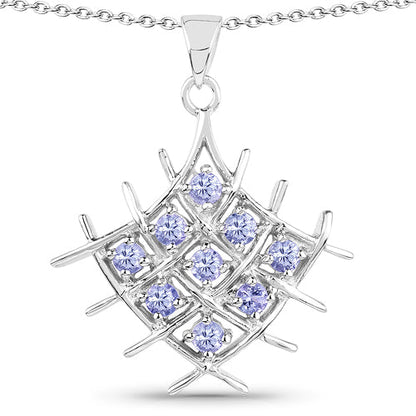 0.90 Carat Genuine Tanzanite .925 Sterling Silver Pendant Bids.com