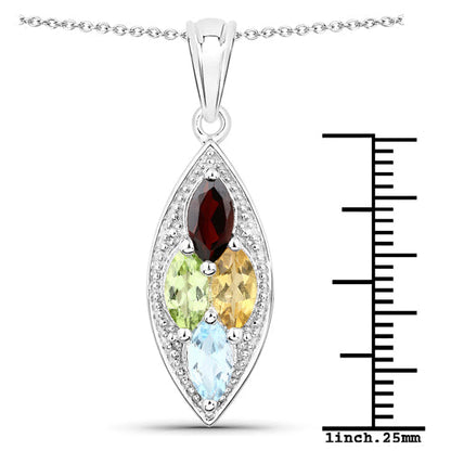 2.35 Carat Genuine Multi Stones .925 Sterling Silver Pendant Bids.com