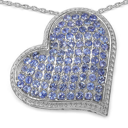 2.98 Carat Genuine Tanzanite .925 Sterling Silver Pendant Bids.com