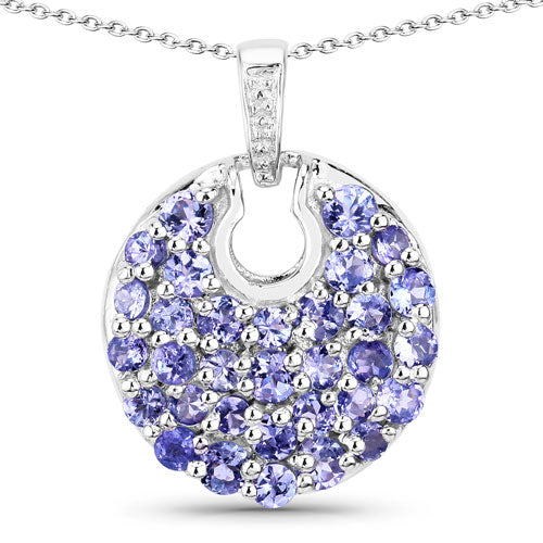1.78 Carat Genuine Tanzanite .925 Sterling Silver Pendant Bids.com