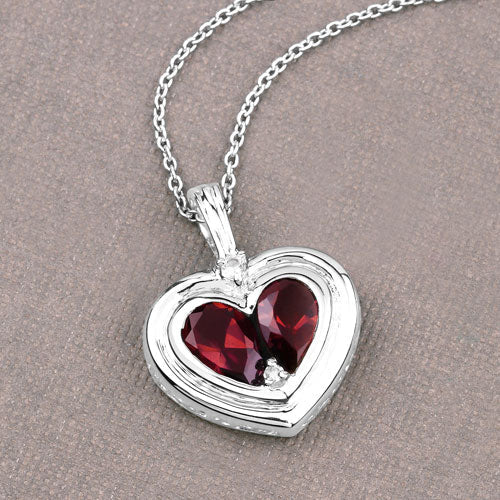 2.66 Carat Genuine Garnet and White Topaz .925 Sterling Silver Pendant Bids.com