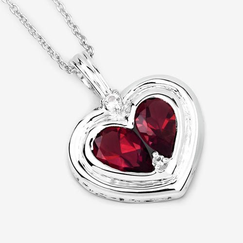 2.66 Carat Genuine Garnet and White Topaz .925 Sterling Silver Pendant Bids.com