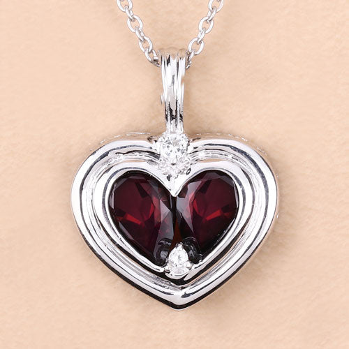 2.66 Carat Genuine Garnet and White Topaz .925 Sterling Silver Pendant Bids.com