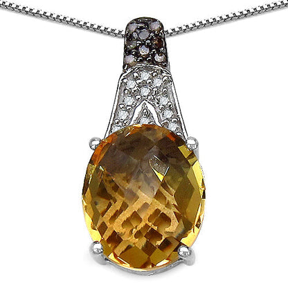 4.50 Carat Genuine Citrine, Champagne Diamond & White Diamond .925 Sterling Silver Pendant Bids.com