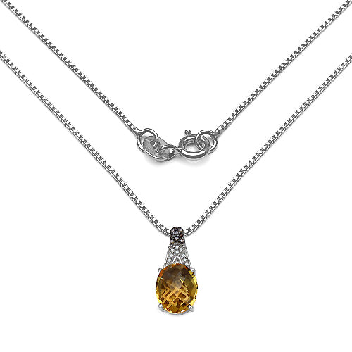 4.50 Carat Genuine Citrine, Champagne Diamond & White Diamond .925 Sterling Silver Pendant Bids.com