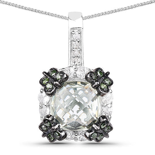 2.72 Carat Genuine Multi Stones .925 Sterling Silver Pendant Bids.com