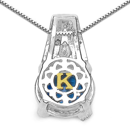 4.94 Carat Genuine Swiss Blue Topaz, Blue Diamond & White Diamond .925 Sterling Silver Pendant Bids.com