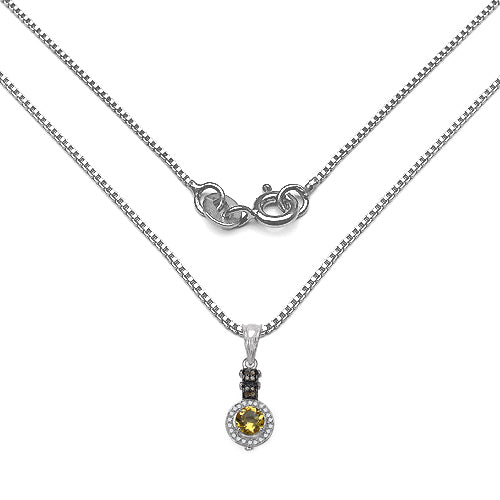 1.00 Carat Genuine Citrine, Champagne Diamond & White Diamond .925 Sterling Silver Pendant Bids.com