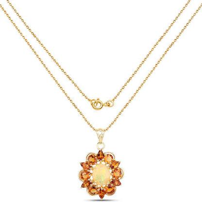 5.99 Carat Genuine Ethiopian Opal and Citrine .925 Sterling Silver Pendant Bids.com