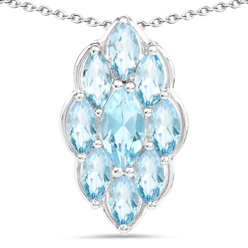 4.77 Carat Genuine Swiss Blue Topaz .925 Sterling Silver Pendant Bids.com