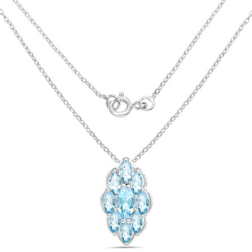 4.77 Carat Genuine Swiss Blue Topaz .925 Sterling Silver Pendant Bids.com