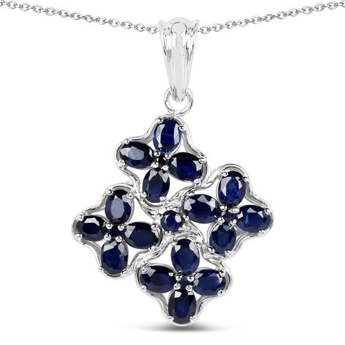 3.68 Carat Genuine Blue Sapphire .925 Sterling Silver Pendant Bids.com