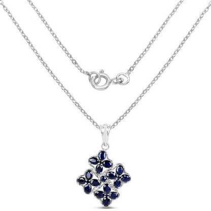3.68 Carat Genuine Blue Sapphire .925 Sterling Silver Pendant Bids.com