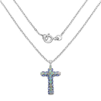 3.32 Carat Genuine Ethiopian Opal and Tanzanite .925 Sterling Silver Pendant Bids.com
